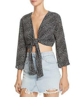 Fore Womens Crop Top Animal Print Tie Front