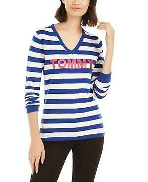 Tommy Hilfiger Womens Blue Striped Long Sleeve  top, Sapphire, Size M