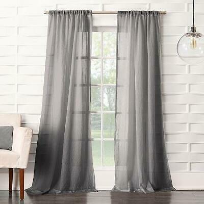 No. 918 1-Panel Lourdes Crushed Sheer Window Curtain, Grey, 59X84