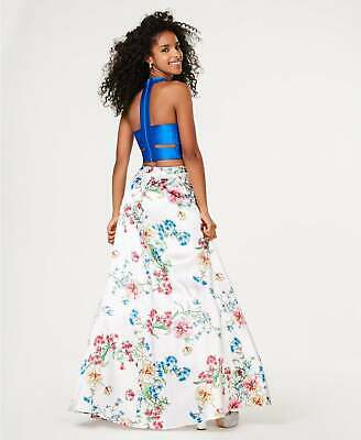 City Studios Juniors 2-Pc. Satin & Floral-Print Gown