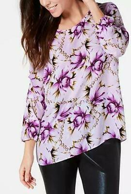 JM Collection Printed Statement-Sleeve Blouse,Size Small