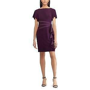 American Living Satin-Trim Ruffled Dress, Size 6/Purple
