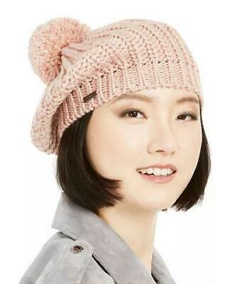 Steve Madden Lurex-Knit Beret with Pom Pom One Size