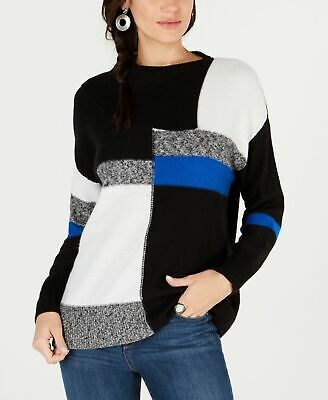 Style & Co Colorblocked Envelope-Neck Sweater