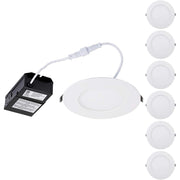 6 PK Torchstar 4Dimmable Slim LED Downlight With J-Box 50W Eqv.10.5 Light