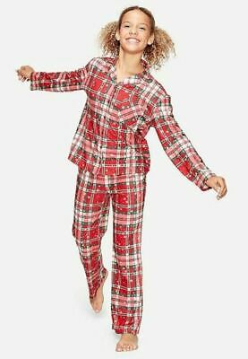 Justice Girls Christmas Pajama Set Sparkle Plaid Holiday, Size 8