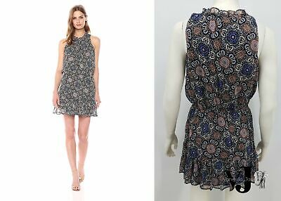 BB Dakota - January Printed Fit Flare Dress Black Womens Dress,Size Small