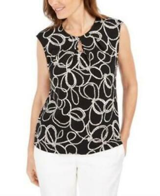 Kasper Womens Black Sleeveless Keyhole Blouse, Size PM