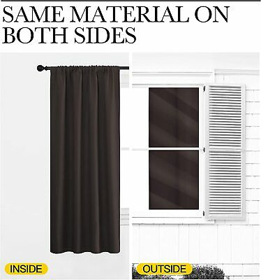 NiceTown Blackout Rod Pocket Curtain Single Panel With Integrated Tiebacks