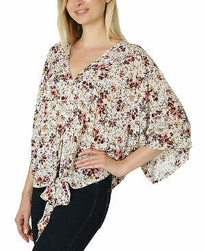 Polly & Esther Juniors Oversized Tie-Front Blouse