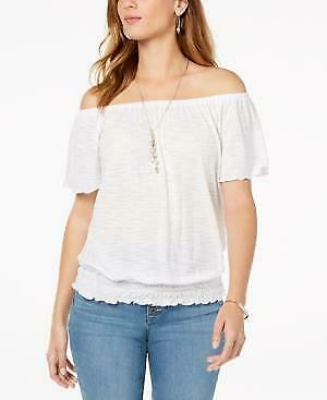 Style and Co Woman's Convertible Off-the-Shoulder Top, Small/Winter White