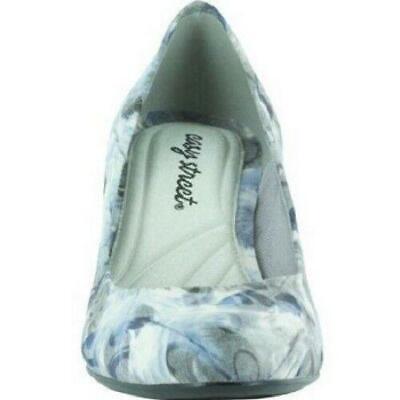 Easy Street Passion Pumps Blue Feather Fabric, Size 7N