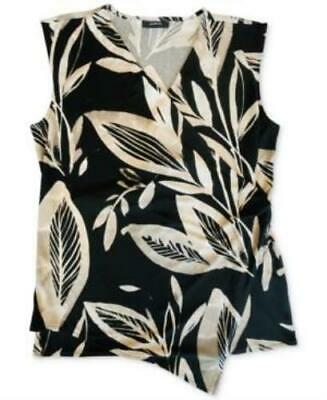 Alfani Wrap-Style Botanical-Print Top, Size Medium