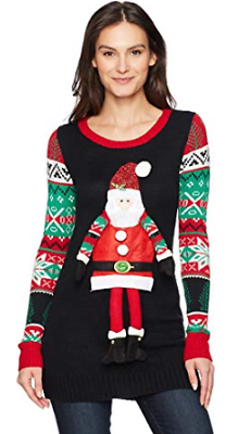Blizzard Bay Womens Dangling Santa Christmas Sweater Tunic Size Small