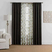 Marrakesh 4-Pack Rod Pocket Solid with Printed Voile Window Curtain Panels