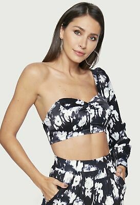 Bebe Iris Crop One Shoulder Top, Size 8