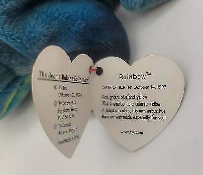 Ty Beanie Baby Rare Retired With 14 Tag Errors 1997 Rainbow Made w/PVC Pellets