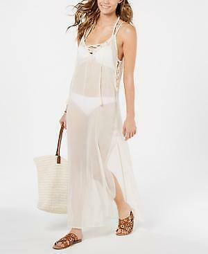 Miken Womens Embellished Lace-up Dress Swim Cover-up, Size Large