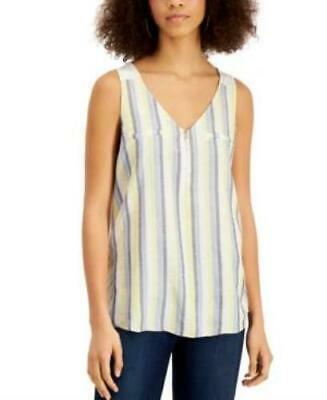 Bcx Juniors Striped Zip-Front Knit-Back Tank Top, Size Small