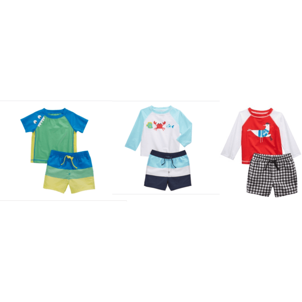 First Impressions Baby Boys Rash Guard and Swim Trunks