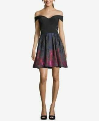 Xscape Womens Off-the Shoulder Fit and Flare Cocktail Dress, Size 2