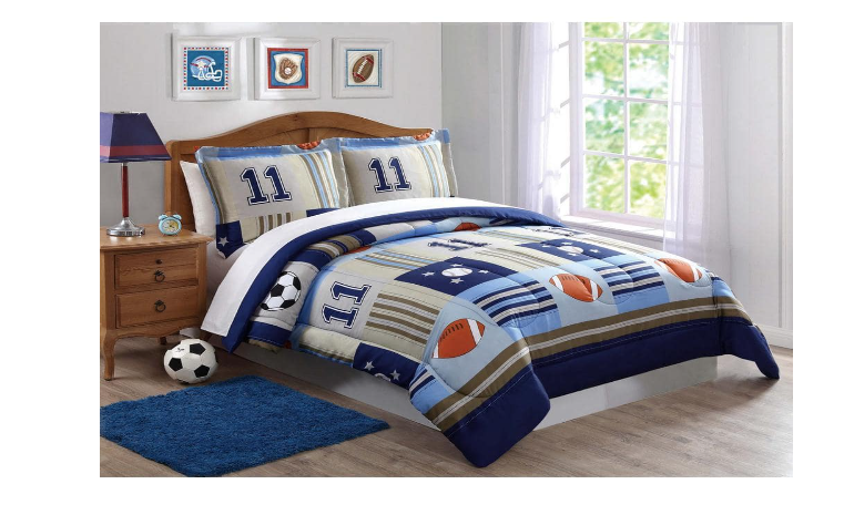 My World Denim and Khaki Sports Full/Queen Comforter Set