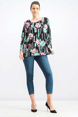 JM Collection Printed Pleated-Back Blouse, Size Large