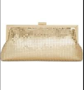 INC International Concepts I.N.C. Khyler Mesh Frame Clutch Gold