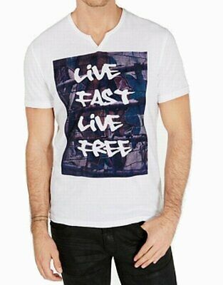 I-n-c Mens Live Fast Live Graphic T-Shirt - Small