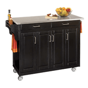 Create-a-Cart Black Kitchen Cart With Stainless Top