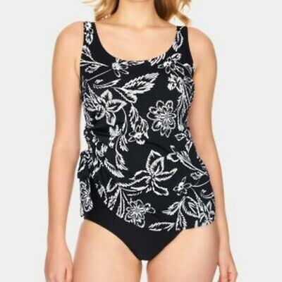 Swim Solutions Classic Bloom Tummy-Control One-Piece Swimsuit, Size 16
