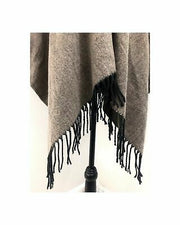 Charlie Paige Faux Fur Brown Cape with Fringe One Size