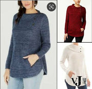 Style & Co Envelope Collar Kangaroo Pocket Sweater