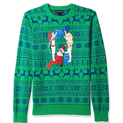 Alex Stevens Mens Drunk Elf Ugly Christmas Sweater, Green, Small