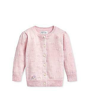 Ralph Lauren Girls Cotton Hearts Cardigan, Size 9 Months