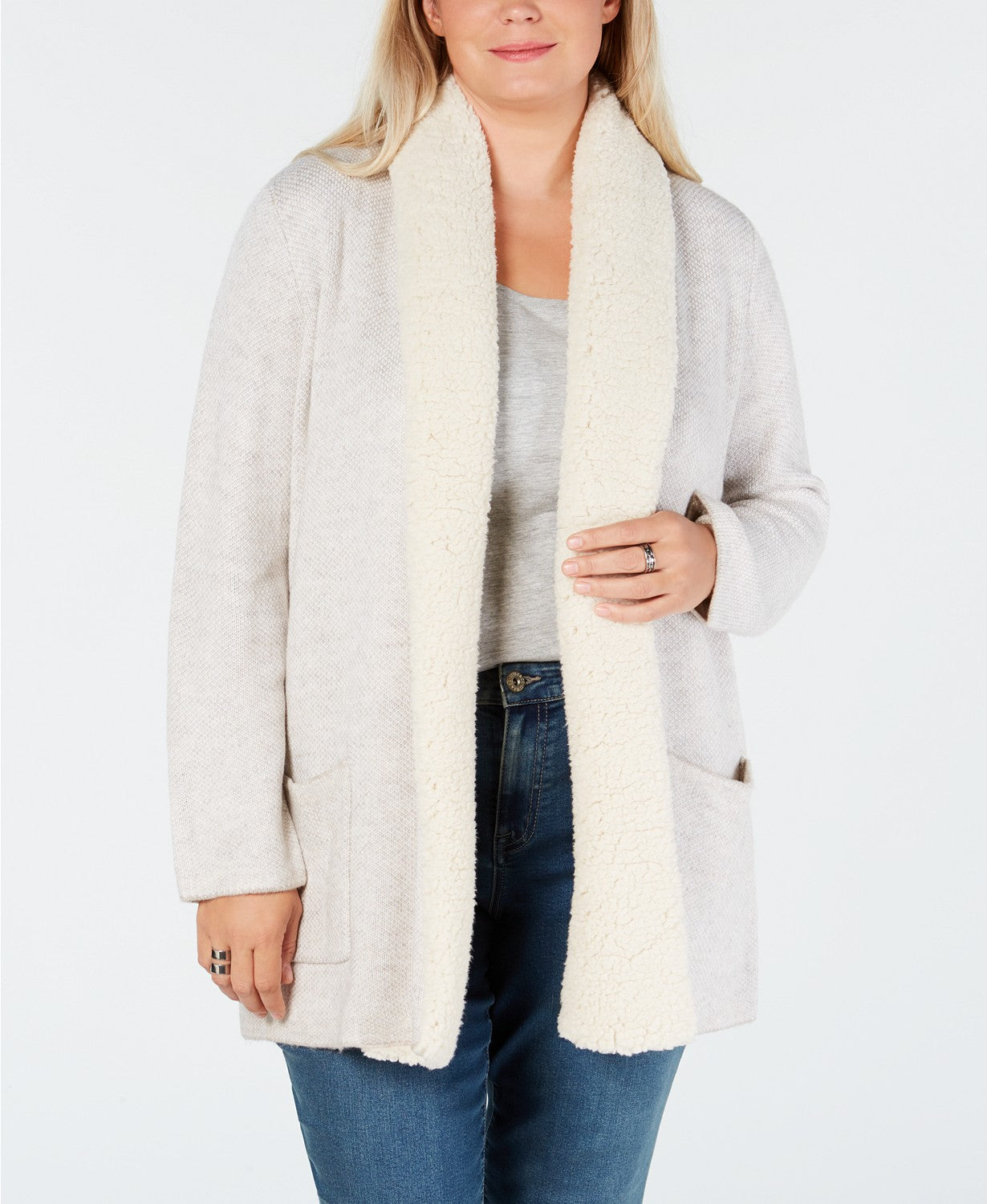 Style & Co. Womens Drapey Pocket Sweatercoat