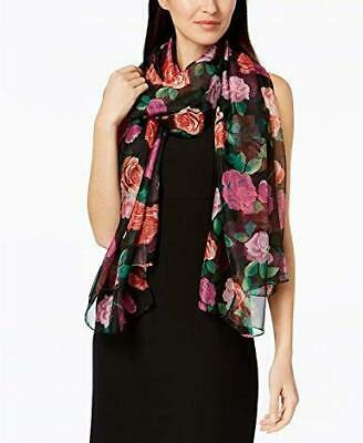 INC International Concepts I.N.C. Tumbling Roses Wrap & Scarf in One Black