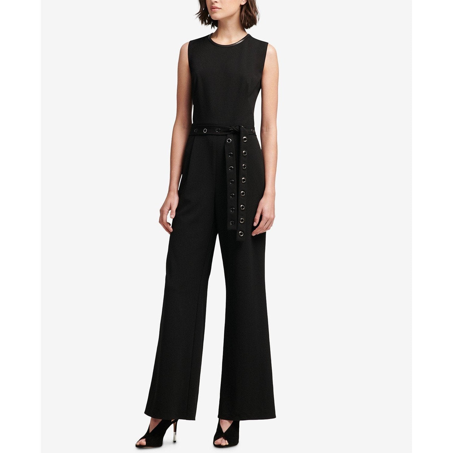 DKNY Grommet-Belt Wide-Leg Jumpsuit Size 6