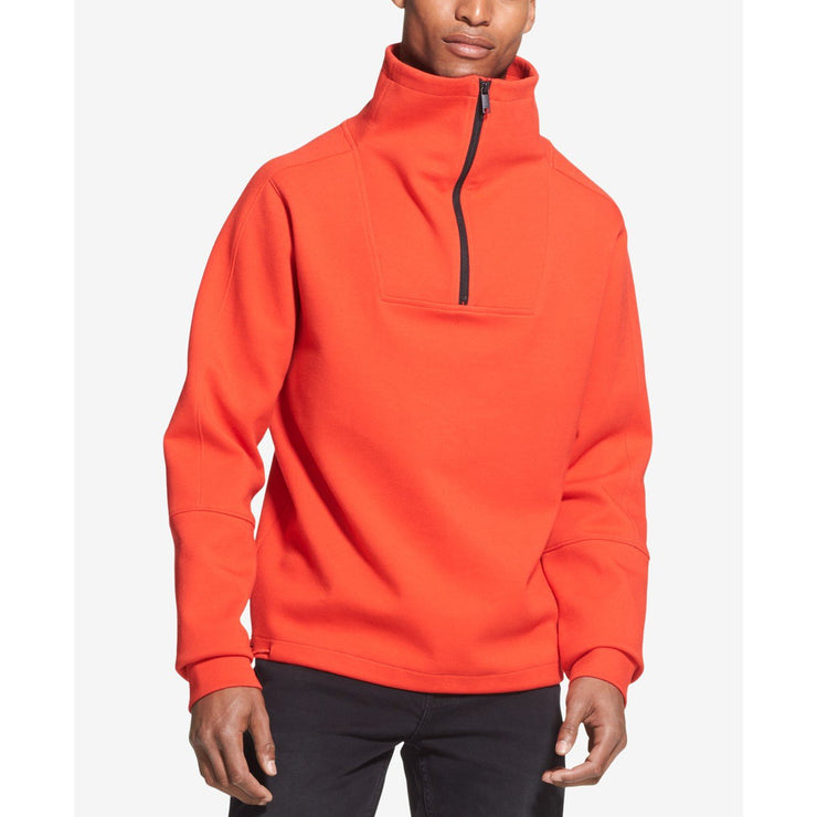 DKNY Mens Drop-Shoulder 1/4-Zip Funnel-Neck Sweatshirt, Size Medium