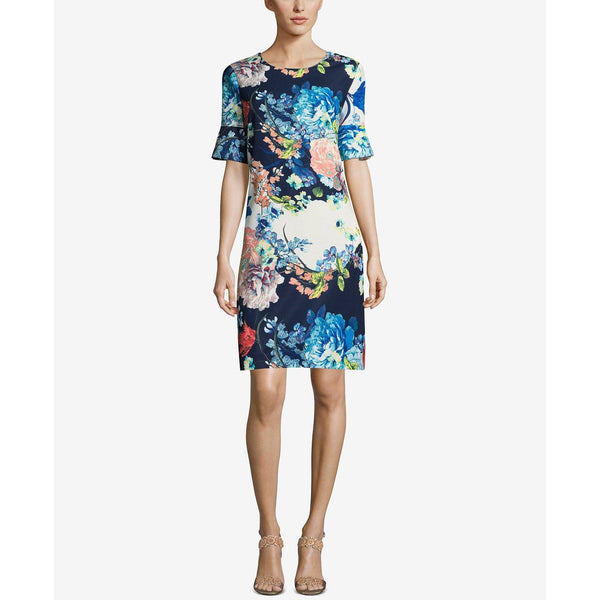 ECI Bell-Sleeve Floral-Print Dress, Size 10