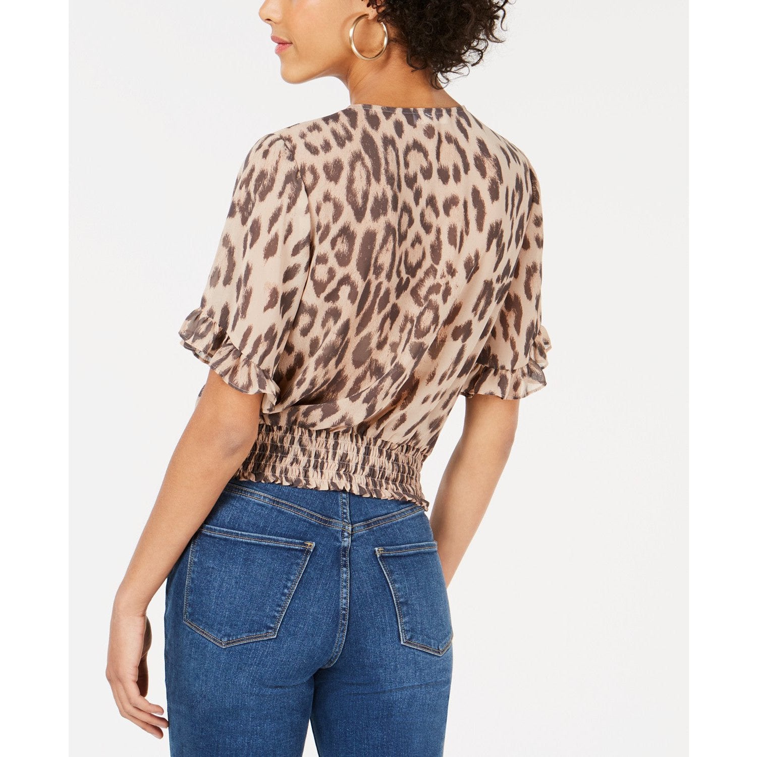 Bar III Leopard-Print Crop Top, Size Small