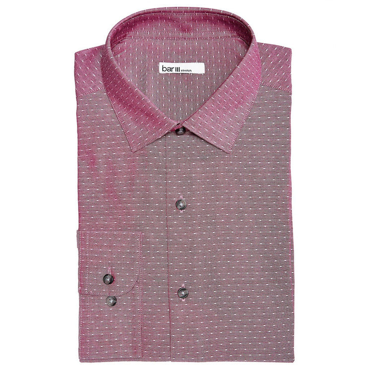 Bar III Mens Slim-Fit Stretch Easy-Care Dobby Dot Dress Shirt,Size Large