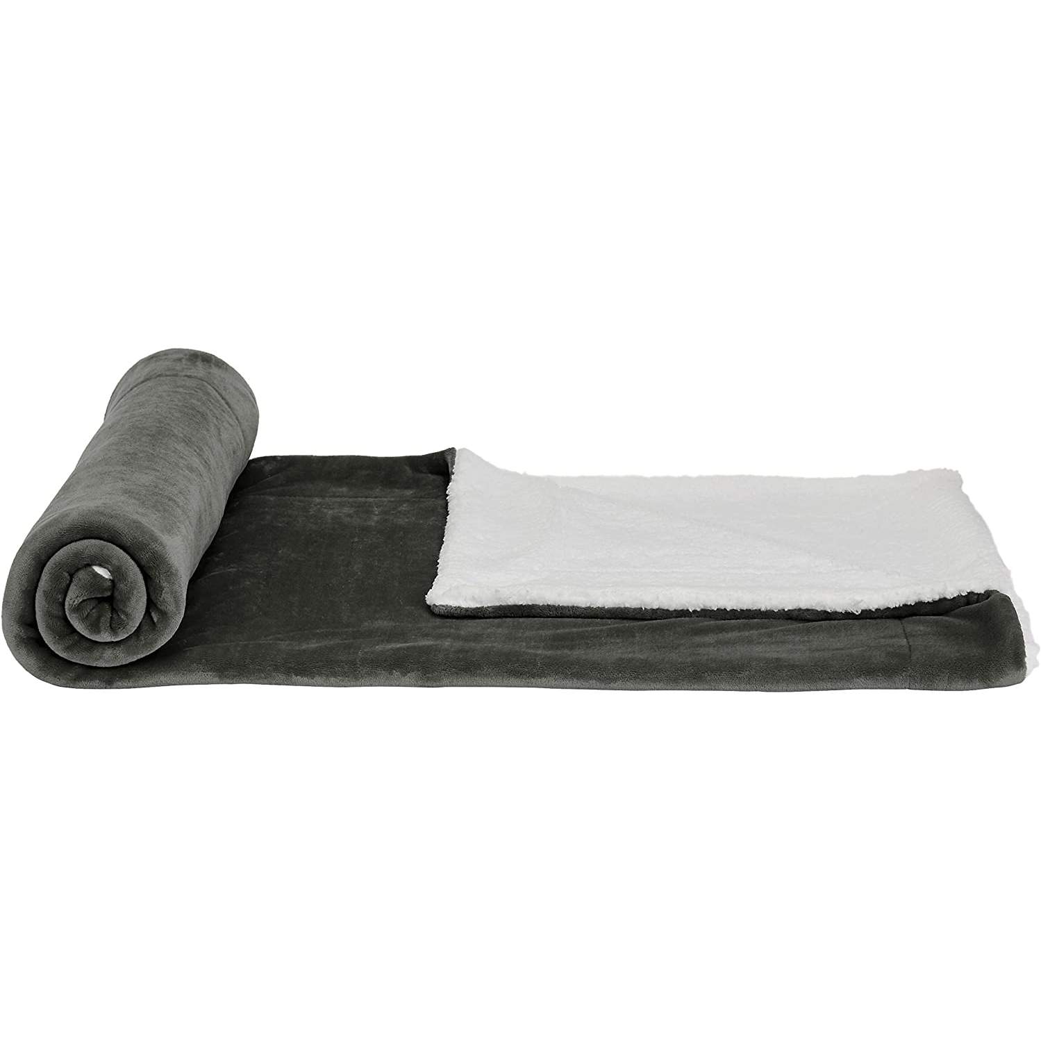 AmazonBasics Soft Micromink Sherpa Blanket - Throw Charcoal 50x60 in