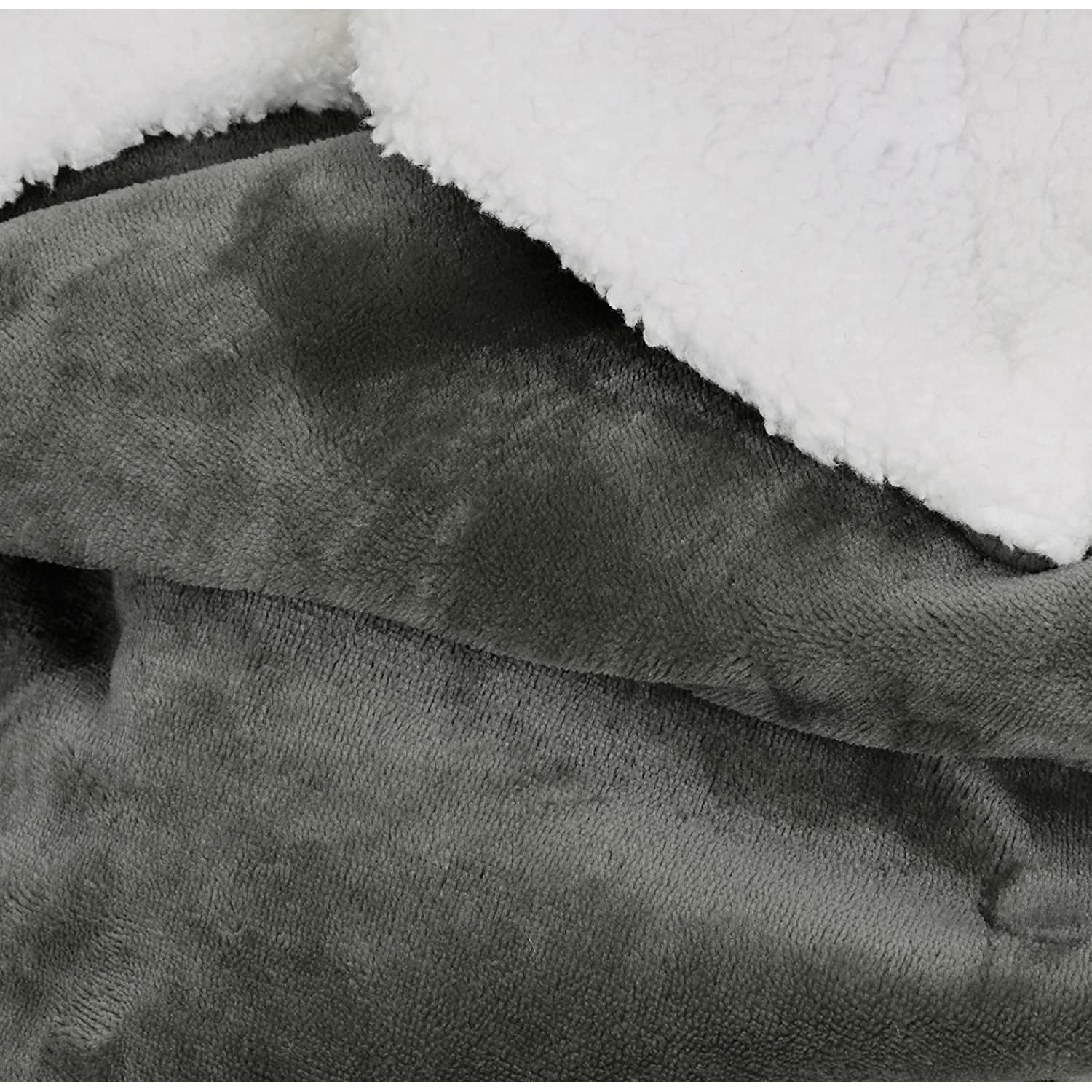 AmazonBasics Soft Micromink Sherpa Blanket - Throw Charcoal 50x60 in