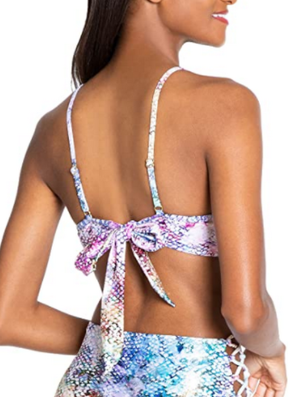 Rachel Rachel Roy Snake-Print Bustier Bikini Top, Size Medium