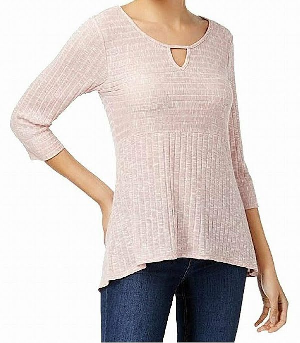 NY Collection Petite High-Low Keyhole Top, Petite Small