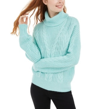 Crave Fame Juniors Turtleneck Cable Knit Sweater