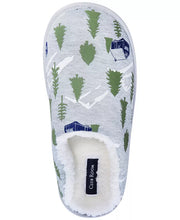 Club Room Mens Forest-Print Fleece-Lined Slippers