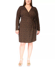 Michael Michael Kors Plus Size Animal-Print Faux-Wrap Dress – Suntan, Size 3X