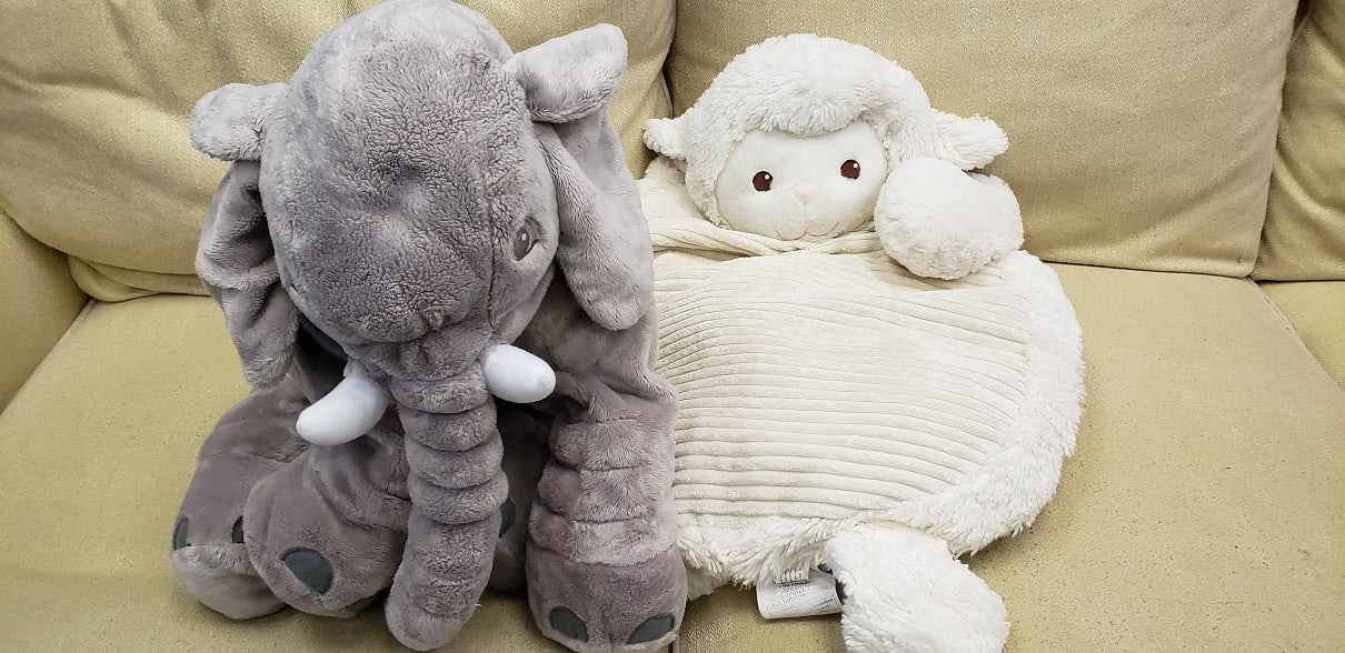 Lot of 2 Stuffed Elephant Plush Animal Toy Stuffed Animal (Grey)